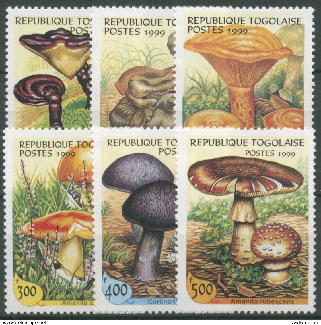 Togo 1999 Pilze Aus Aller Welt Perlpilz Edelreizker 2816/21 Postfrisch - Togo (1960-...)