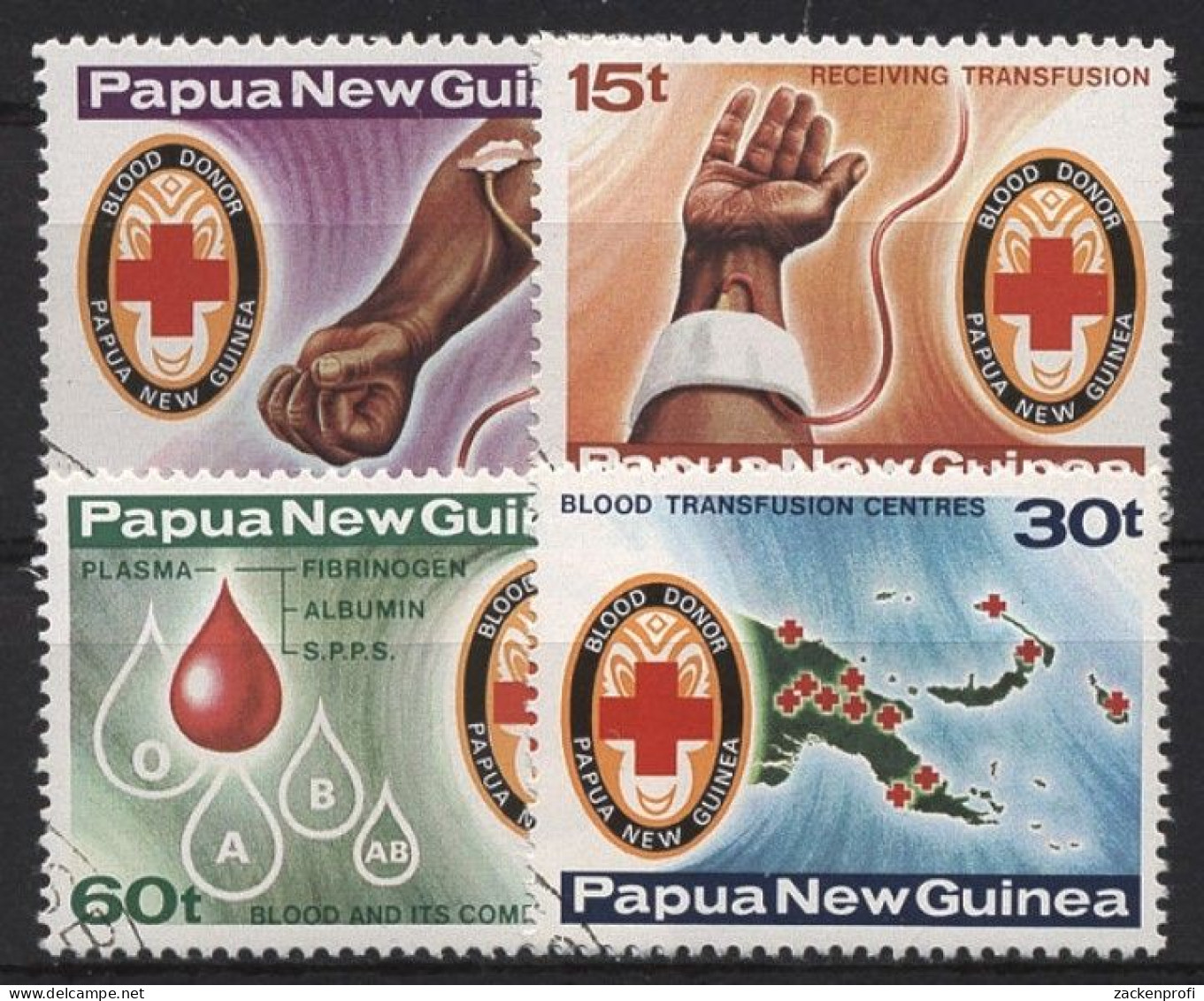 Papua Neuguinea 1980 Rotes Kreuz Blutspenden 394/97 Gestempelt - Papoea-Nieuw-Guinea