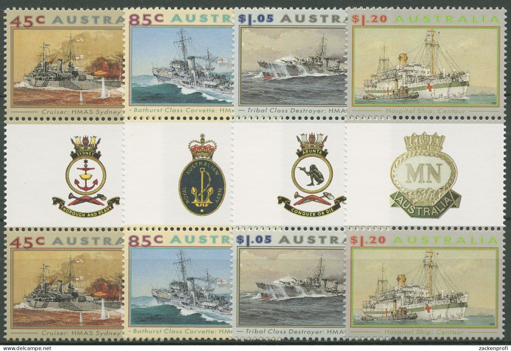 Australien 1993 Kriegsschiffe 1340/43 A ZS Postfrisch - Mint Stamps