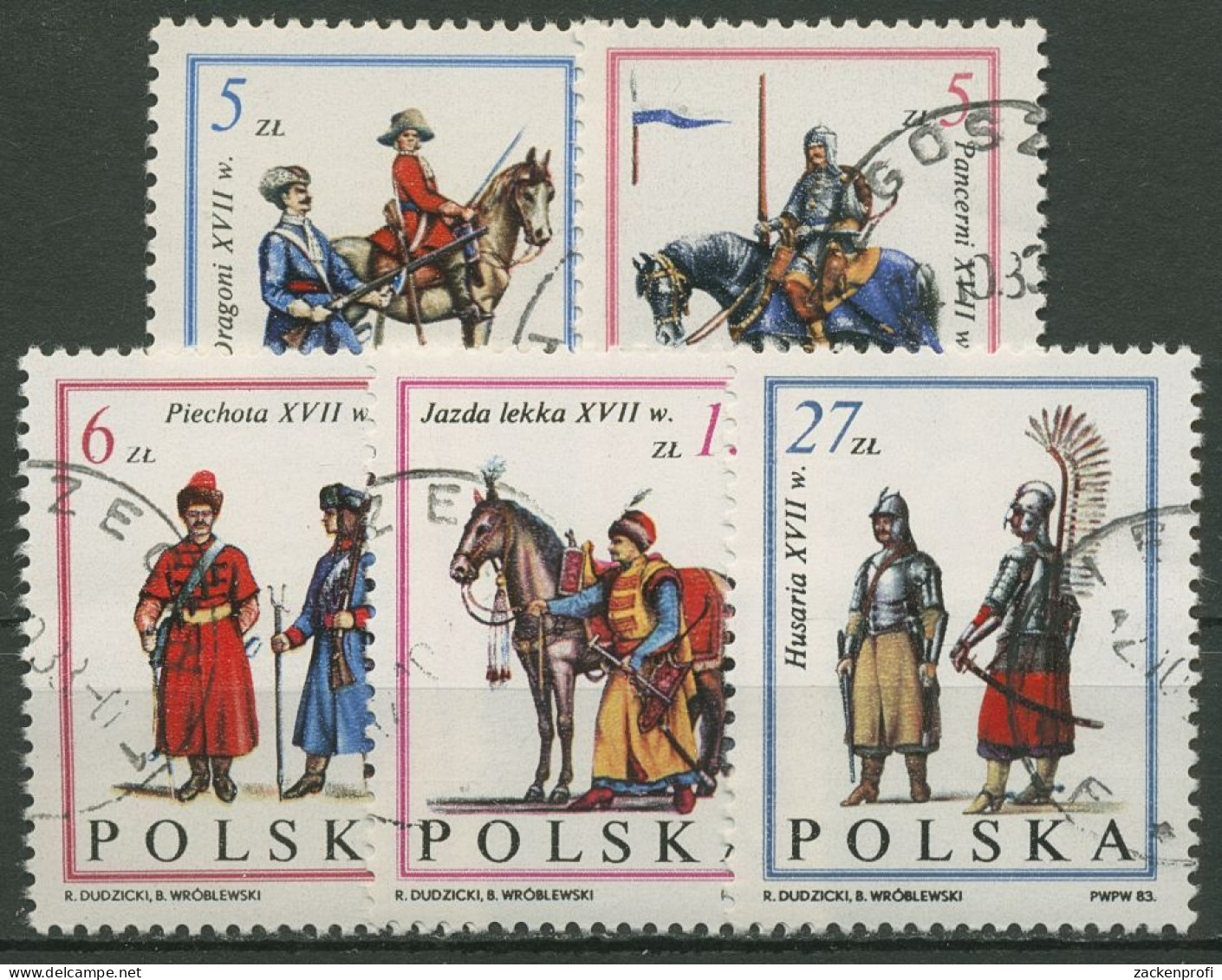 Polen 1983 Sieg über Türkei Am Kahlenberg Soldaten 2870/74 Gestempelt - Used Stamps