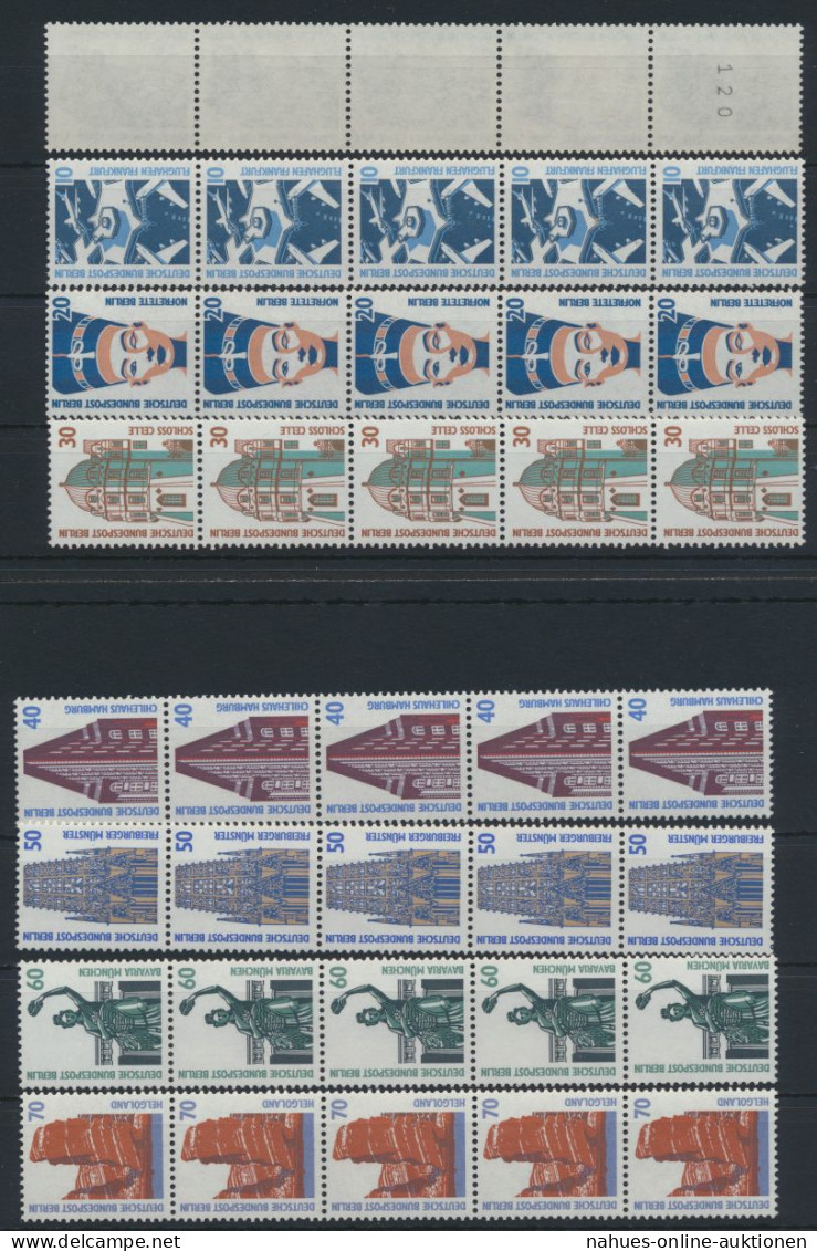 Bund Sehenswürdigkeiten Kpl Satz 5er-Streifen Gerader Nr. Postfrisch MNH 162,00 - Roulettes