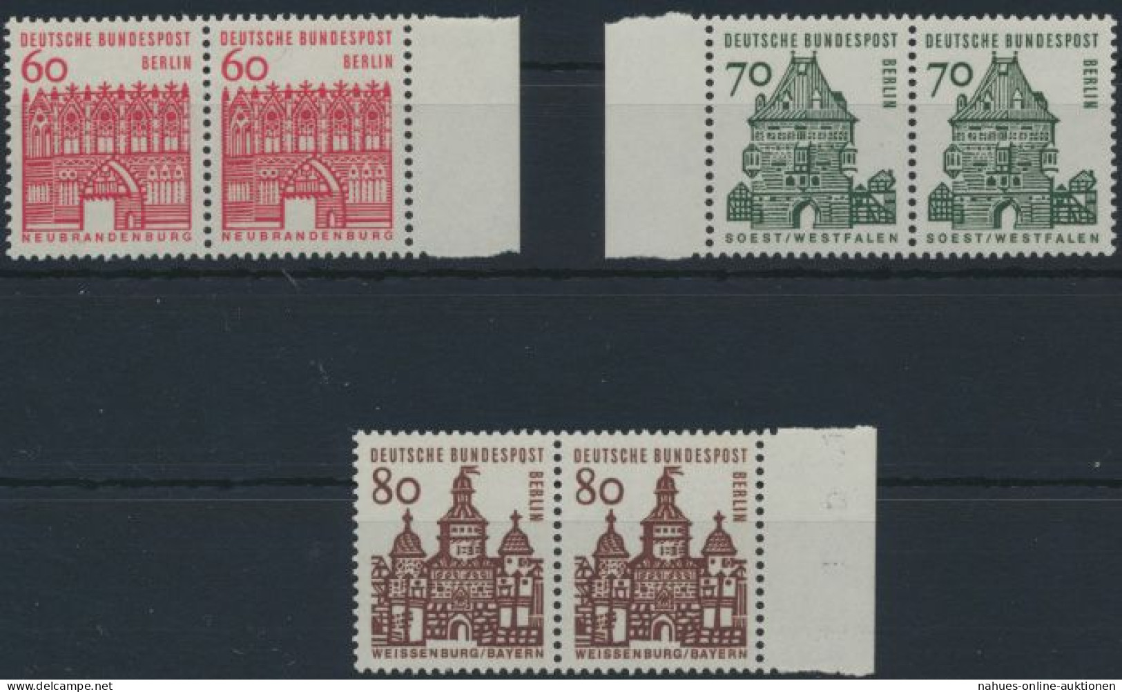 Berlin 247-249 Waagerechte Paare Seitenrand Postfrisch 60-80 Pf Kat.-Wert 53,00 - Storia Postale