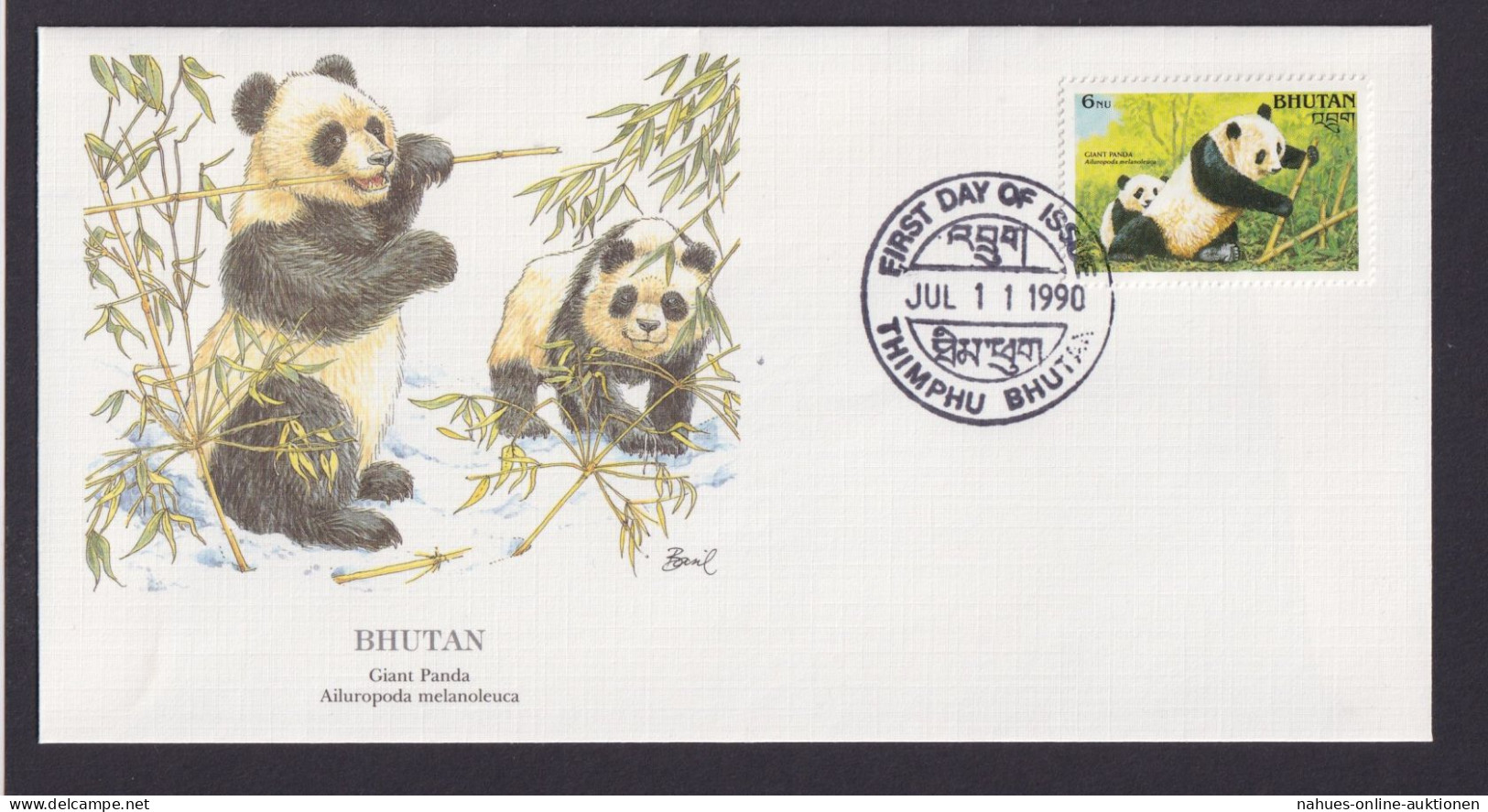 Bhutan Süsasien Fauna Tiere Riesenpanda Schöner Künstler Brief - Bhután