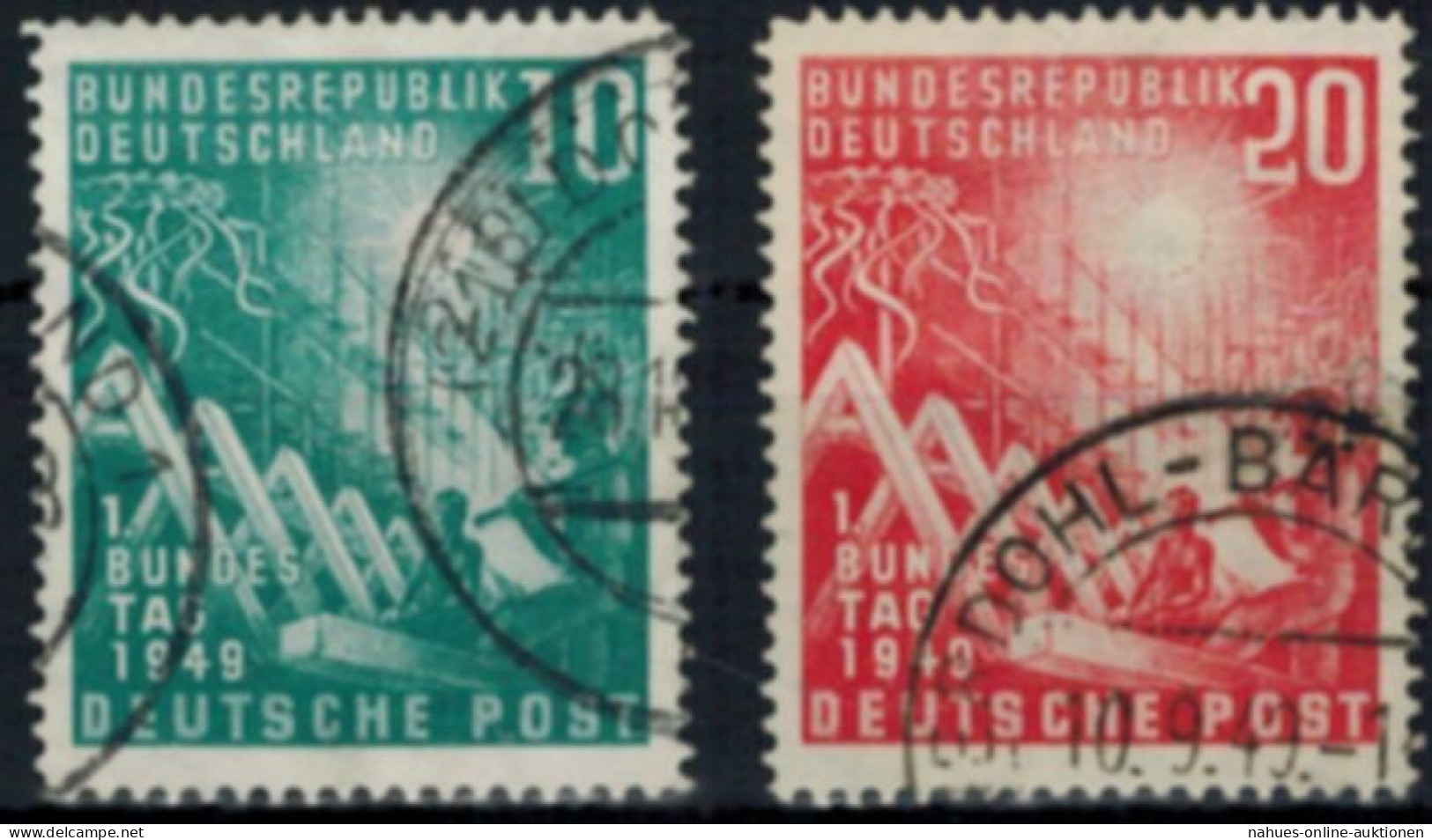Bund 111-112 Eröffnung Des Bundestages Komplett Gestempelt Kat-Wert 45,00 1949 - Usati