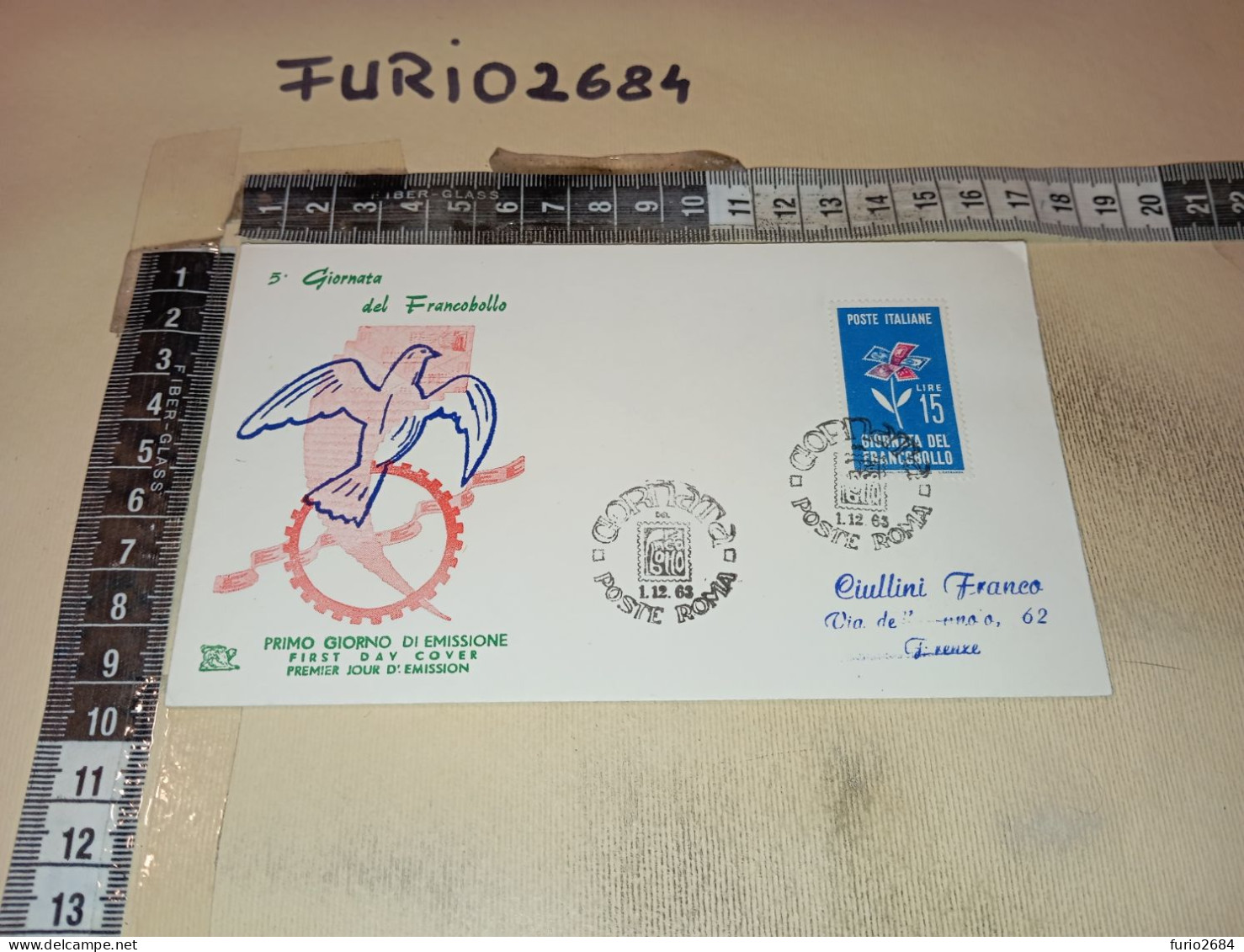 HB12670 FDC FIRST DAY COVER TIMBRO ANNULLO ROMA 1963 5° GIORNATA DEL FRANCOBOLLO - FDC