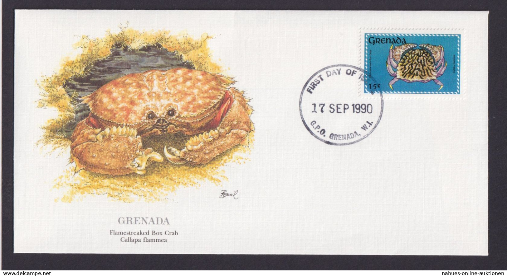 Grenada Karibik Fauna Tiere Schamkrabbe Schöner Künstler Brief - Grenada (1974-...)