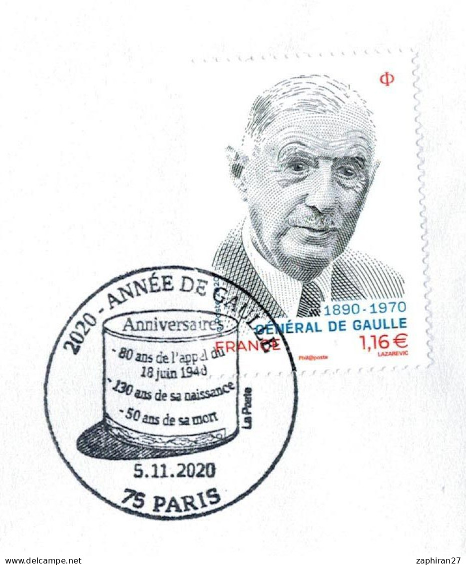 2020 ANNEE DE GAULLE 80 ANS DE L'APPEL 130 ANS DE SA NAISSANCE 50 ANS DE SA MORT  (5-11-2020)  #680# - De Gaulle (General)