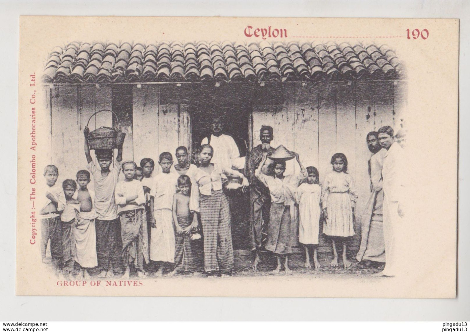 Fixe Ceylon Group Of Natives Non Circulé Très Bon état Dos Simple - Sri Lanka (Ceylon)