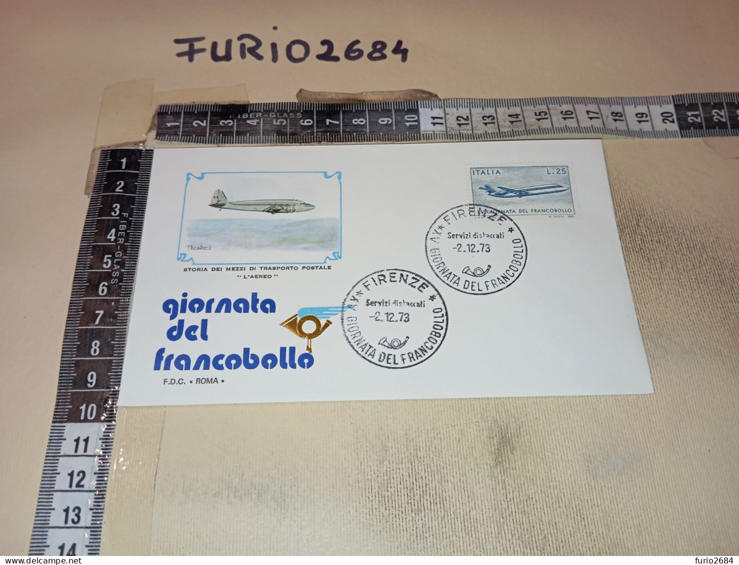 HB12674 FDC ROMA TIMBRO ANNULLO FIRENZE 1973 XV° GIORNATA DEL FRANCOBOLLO STORIA DEI MEZZI DI TRASPORTO POSTALE - FDC