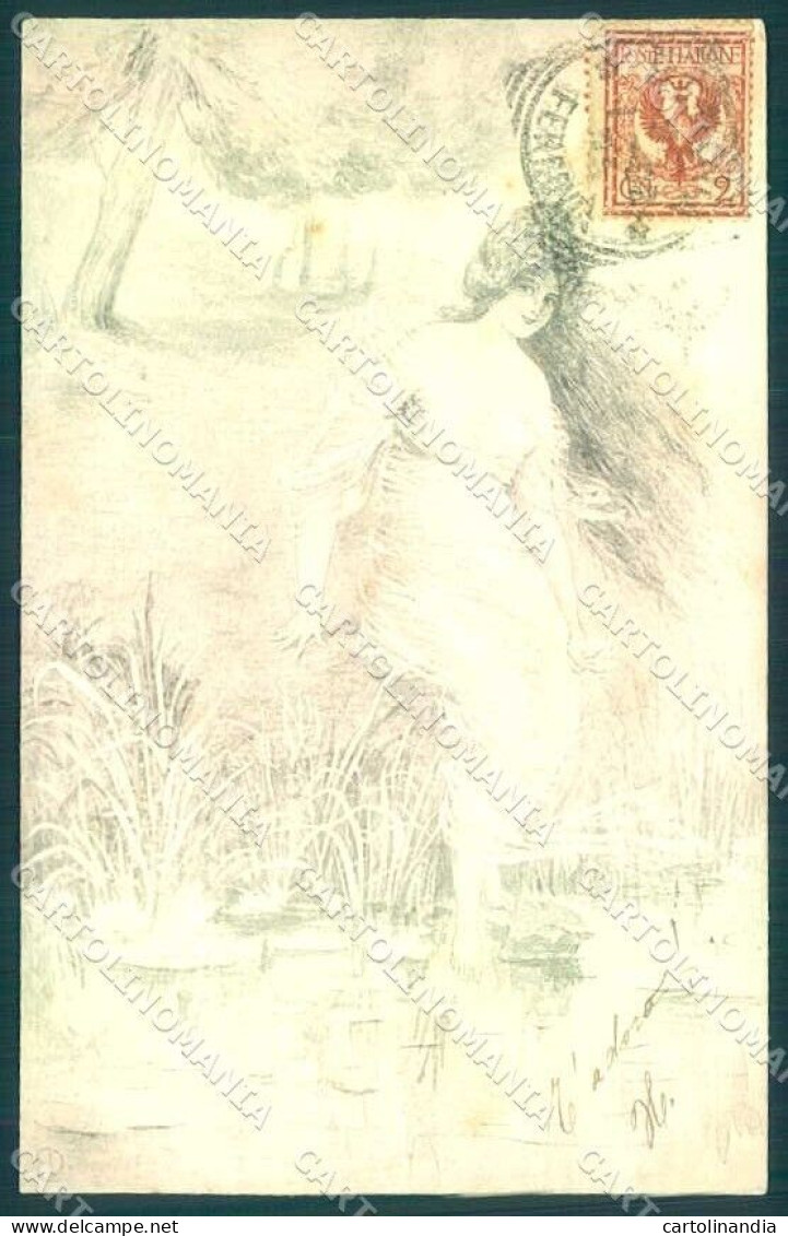 Artist Signed ED Lady Nymph Fantasy Viennoise Art Nouveau Postcard VK9399 - Autres & Non Classés