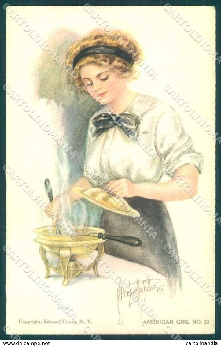 Artist Signed Fidler Alice Luella Lady American Girl 13 ABRADED Postcard VK9353 - Autres & Non Classés