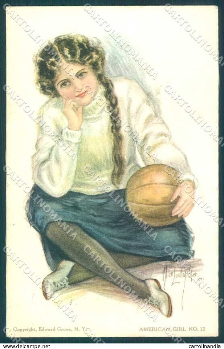 Artist Signed Fidler Alice Lady Basket Sport American Girl 12 CREASED Pc VK9354 - Autres & Non Classés