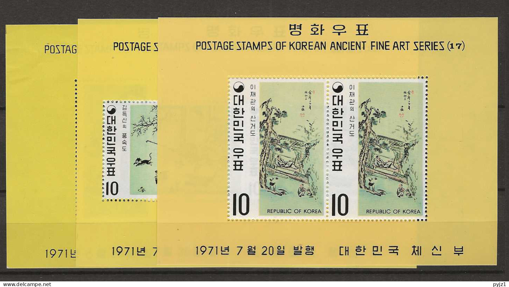 1971 MNH South Korea Mi Block 336-38 Postfris**. - Korea (Zuid)