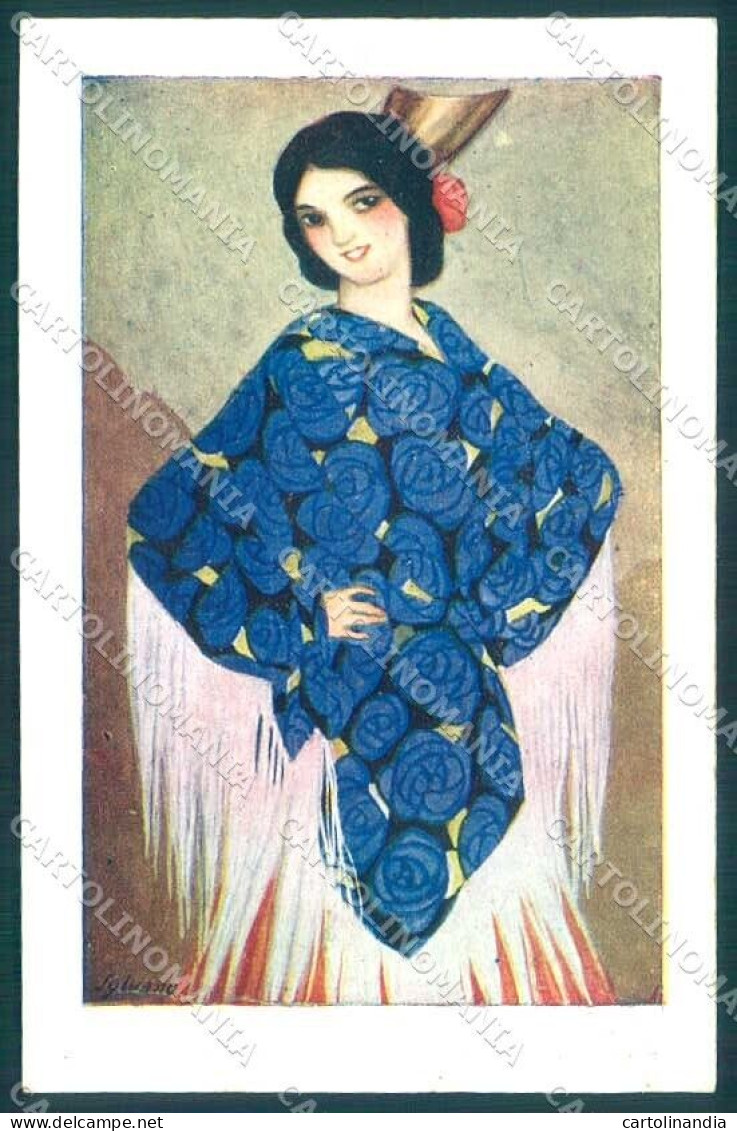 Artist Signed Sylvano ? Fashion Glamour Lady Mantones Postcard VK9444 - Autres & Non Classés