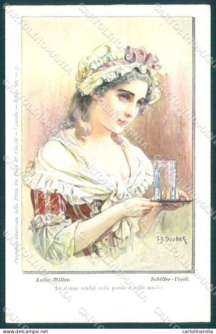 Artist Signed Doubek Famous Women Verdi Schiller Serie 3 Postcard VK9462 - Autres & Non Classés