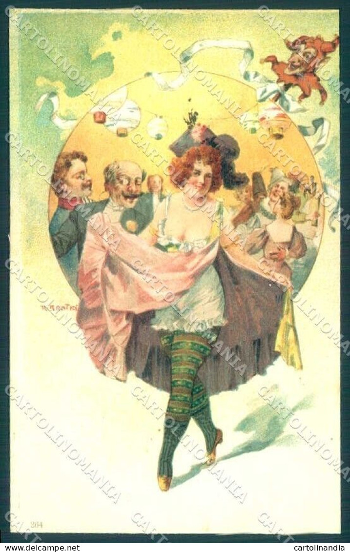 Artist Signed Kratki Lady Carnival Art Nouveau Serie 264 Postcard VK9494 - Autres & Non Classés