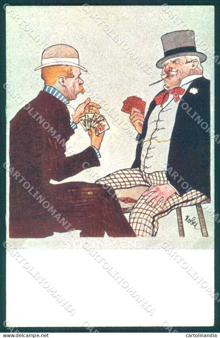 Artist Signed Kober Men Playing Cards Schnapsen B.K.W.I. Serie 870-17 Pc VK9423 - Non Classés