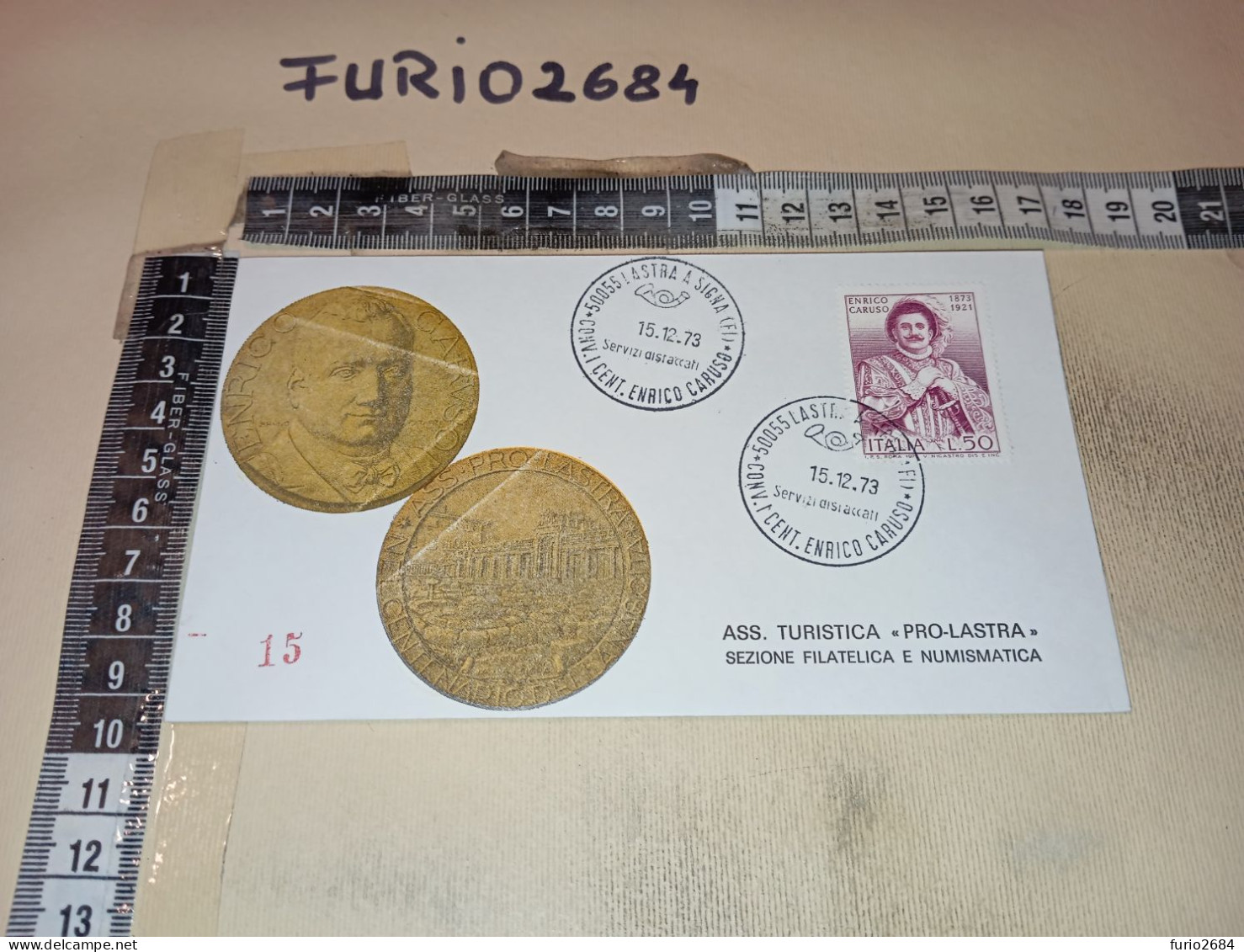 HB12684 FDC TIMBRO ANNULLO LASTRA A SIGNA 1973 CONVEGNO I° CENTENARIO ENRICO CARUSO - FDC