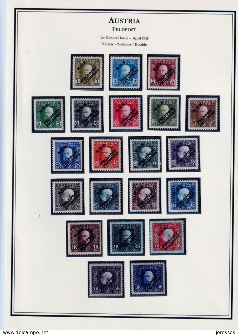 Austria Feldpost 1st General Issue - Variety "Feldpost" Double - Unused Stamps