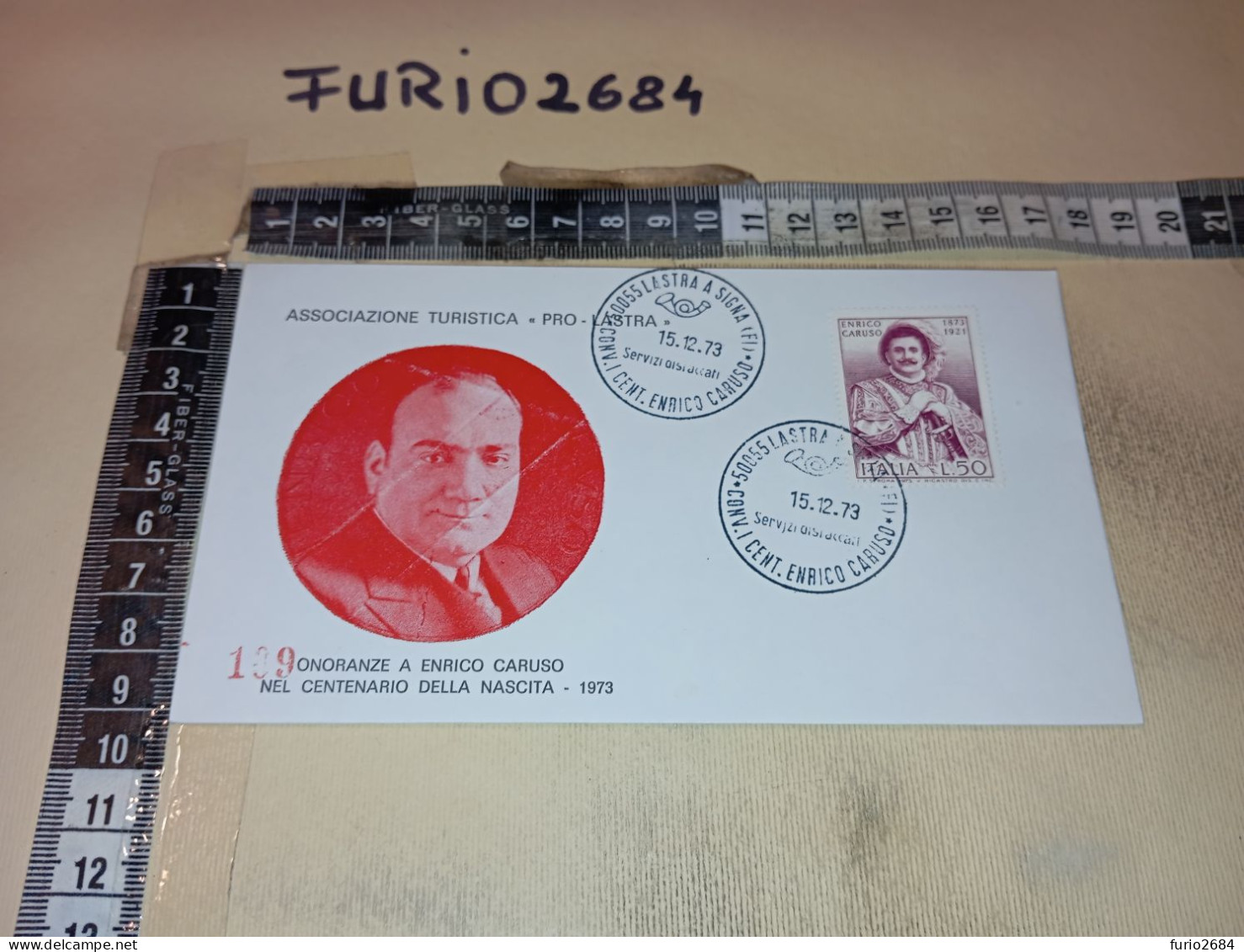 HB12685 FDC TIMBRO ANNULLO LASTRA A SIGNA 1973 CONVEGNO I° CENTENARIO ENRICO CARUSO - FDC