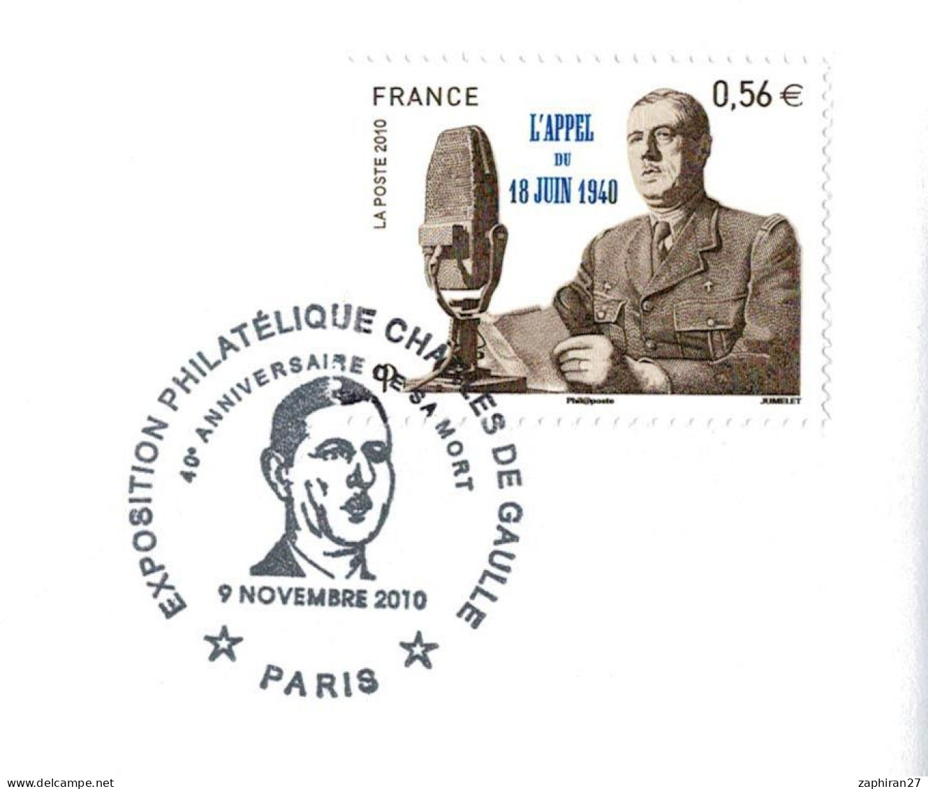 GENERAL DE GAULLE : PARIS EXPO PHILAT CHARLES DE GAULLE / 40e ANNIVERSAIRE DE SA MORT (9-11-2010)  #684# - De Gaulle (Generaal)