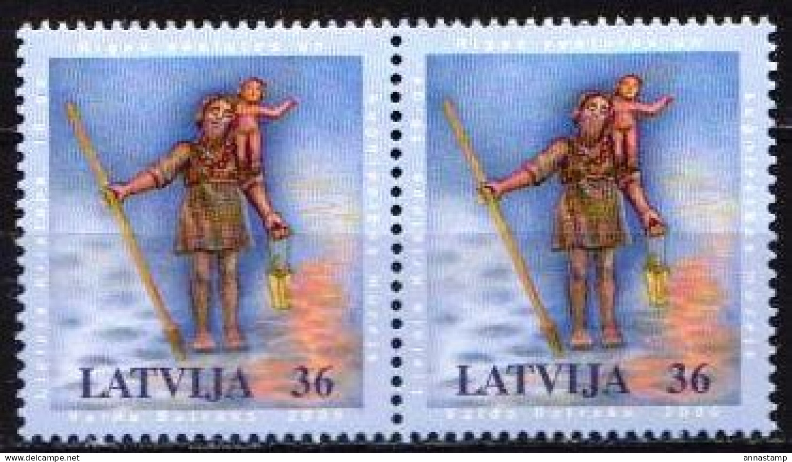 Latvia MNH Stamp In Pair - Escultura