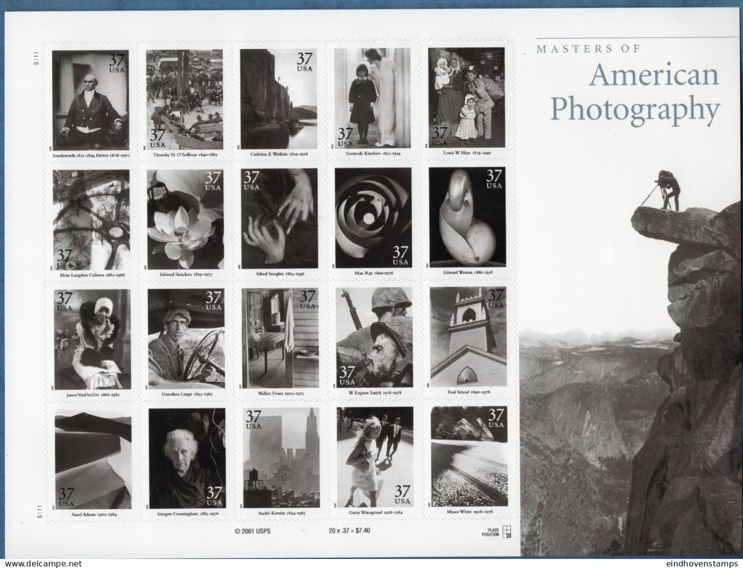 USA 2002 American Photography Fullsheet 20 Values MNH - Photography