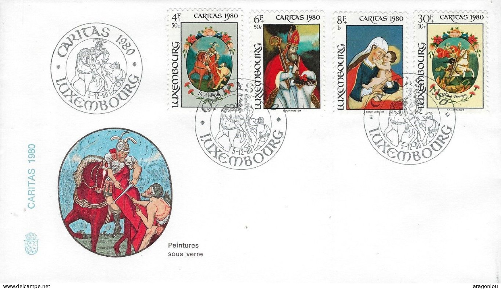 Luxembourg - Luxemburg -  Enveloppe  1980      Caritas   Peintures Sous Verre - Used Stamps