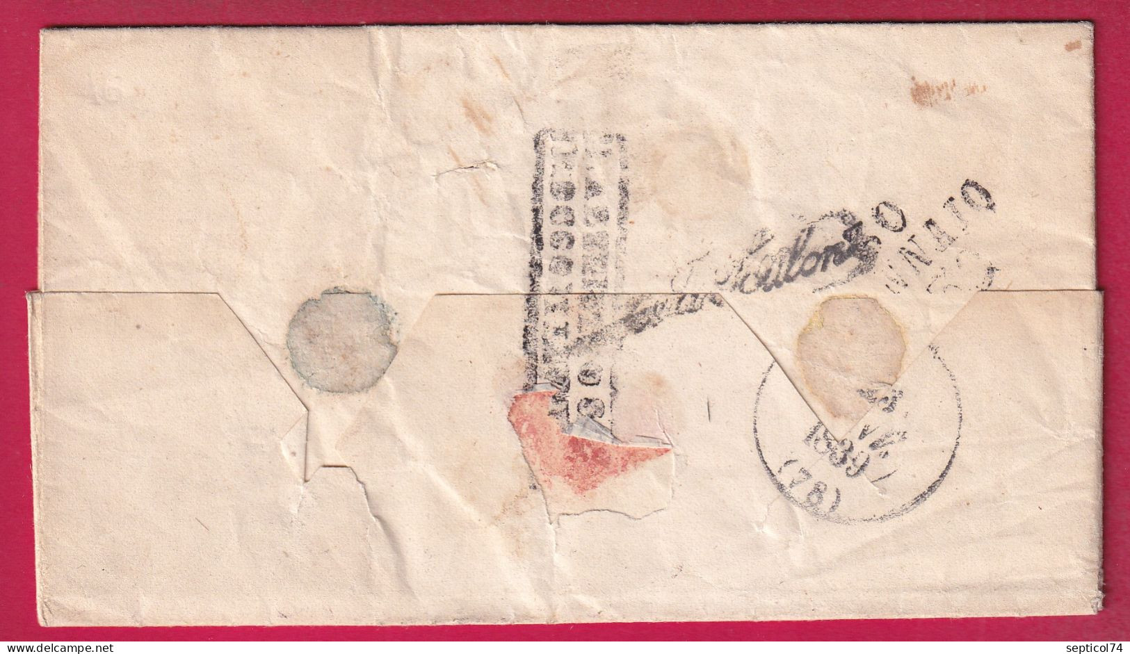 LETTRE GRIFFE PURIFIEE A TOULON VAR DEPART BONE POSSESSION AFRIQUE 1839 POUR LIVORNO LIVOURNE ITALIE ITALIA DOUBLE PORT - 1801-1848: Precursori XIX