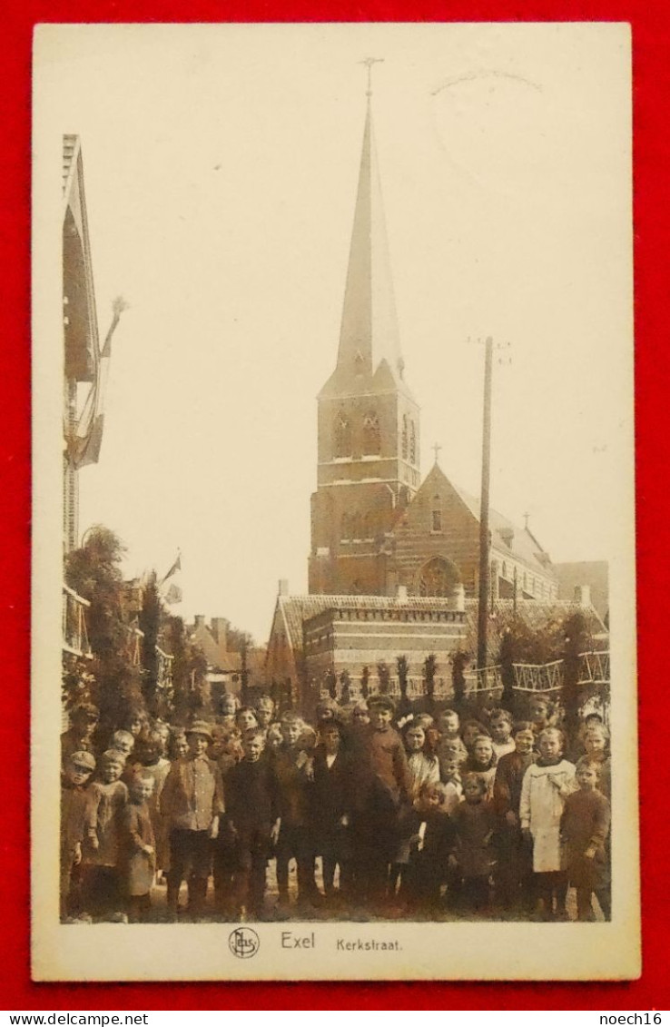 CPA 1927 Hechtel-Eksel. Exel Kerkstraat Avec Groupe D'enfants - Hechtel-Eksel