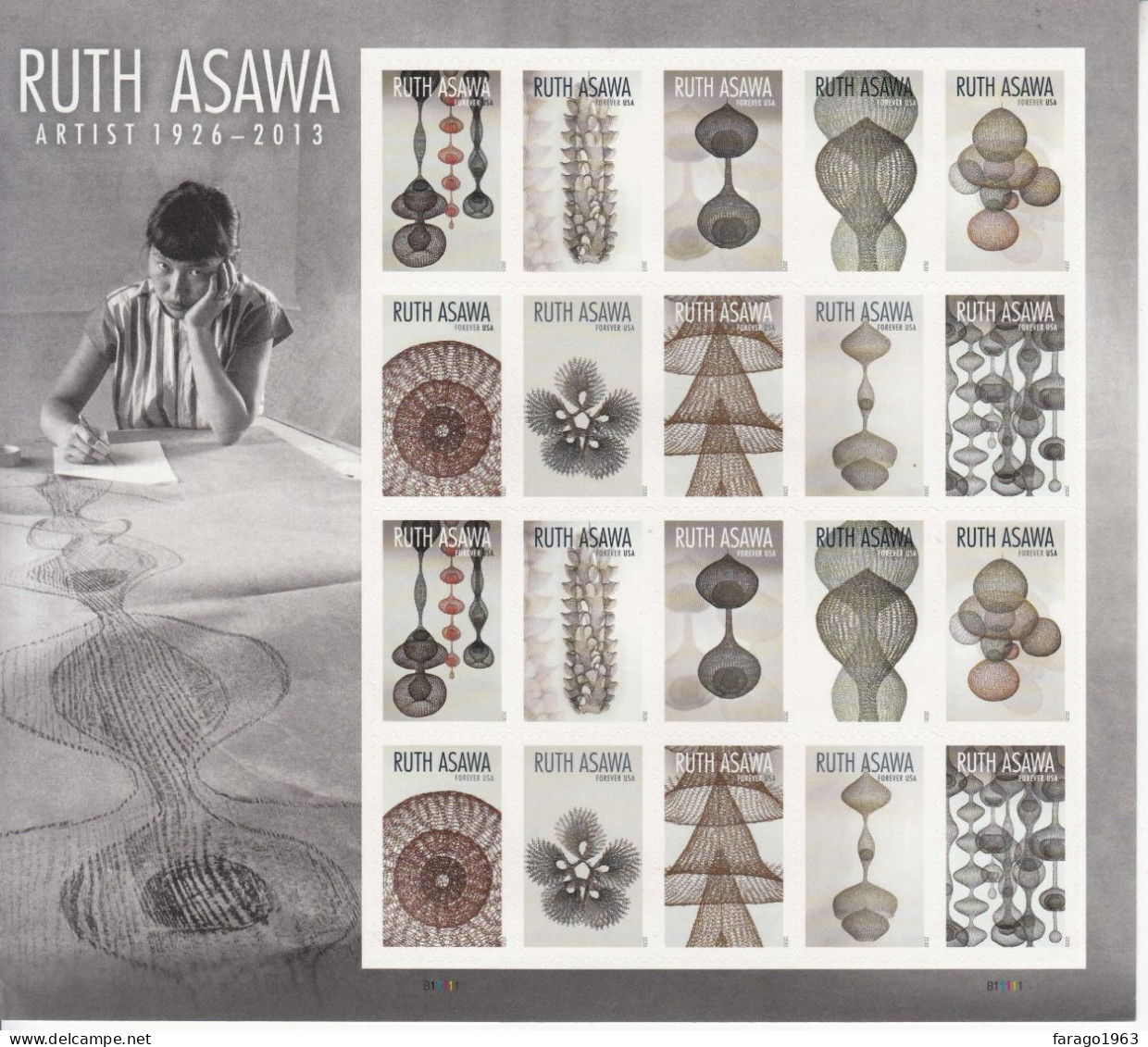 2020 United States Ruth Asawa Artist  Miniature Sheet Of 20 MNH @ BELOW FACE VALUE - Ungebraucht