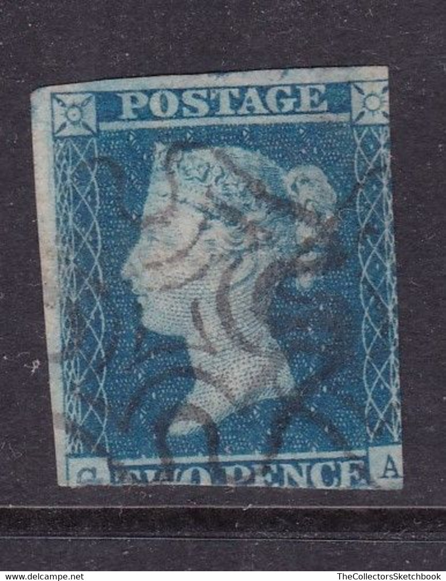 GB Victoria Line Engraved 2d Blue Sg 14.   With A Maltese Cross - Usados