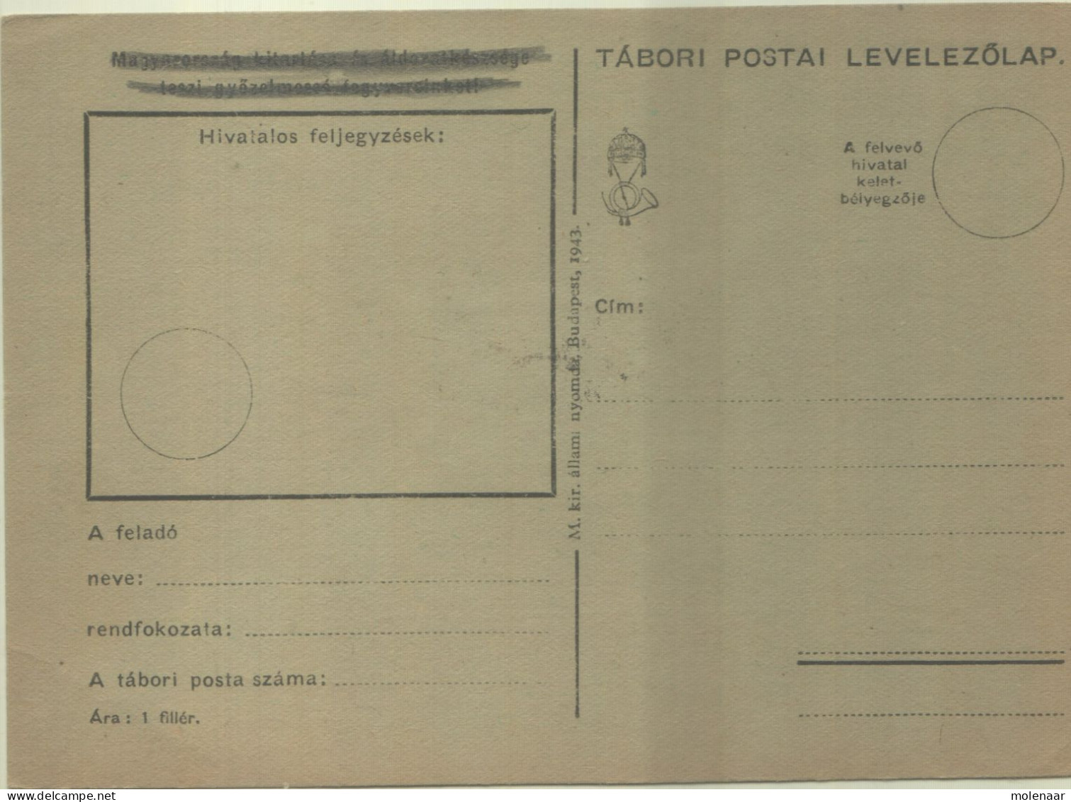 Postzegels > Europa > Hongarije > 1918-44 > Karrt Uit 1930 Met 1 Postzegel (16821) - Brieven En Documenten