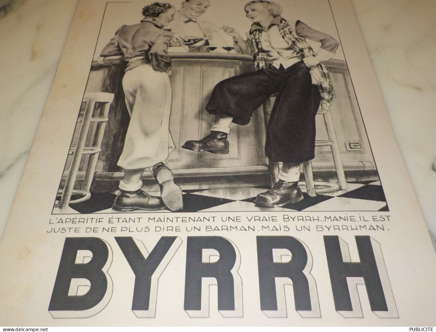 ANCIENNE PUBLICITE BARMAN OU BYRRHMAN   BYRRH  1938 - Publicidad