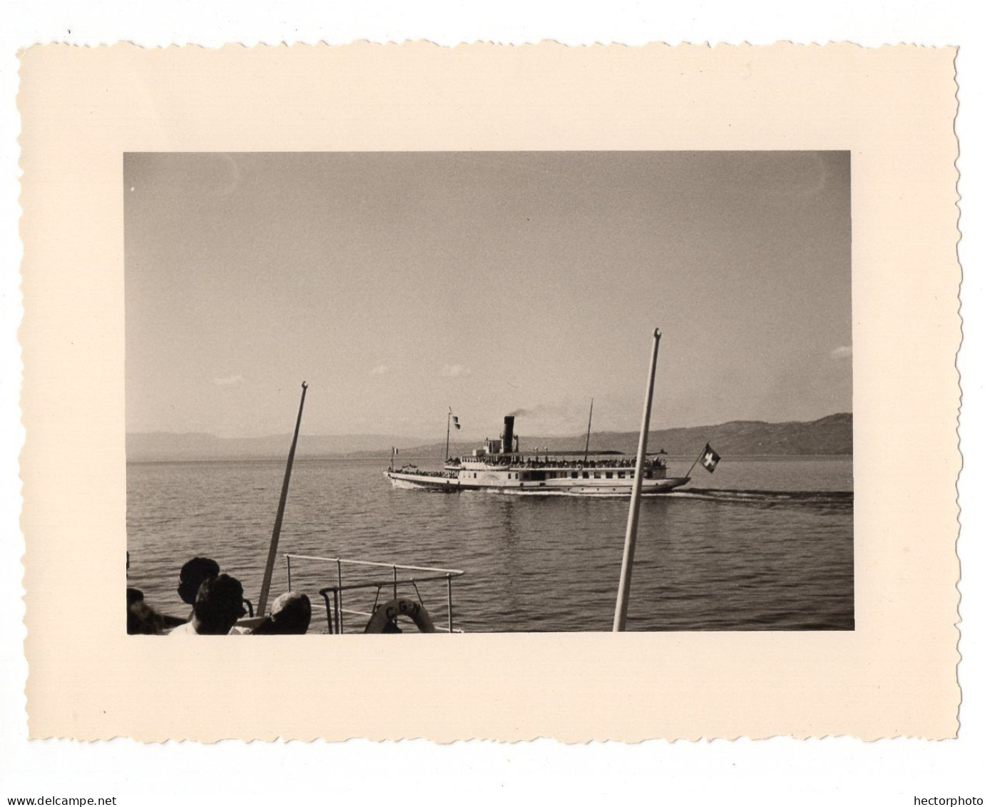 Snapshot Superbe EVIAN LAC LEMAN Suisse Swiss Bateau GENERAL DUFOUR ? 40s 50s - Bateaux