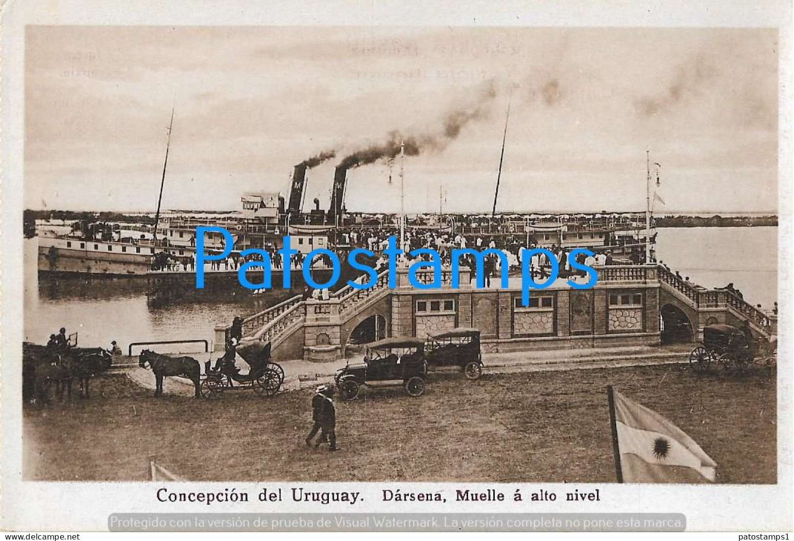 227215 ARGENTINA ENTRE RIOS CONCEPCION DEL URUGUAY DARSENA MUELLE A ALTO NIVEL & SHIP  POSTAL POSTCARD - Argentina