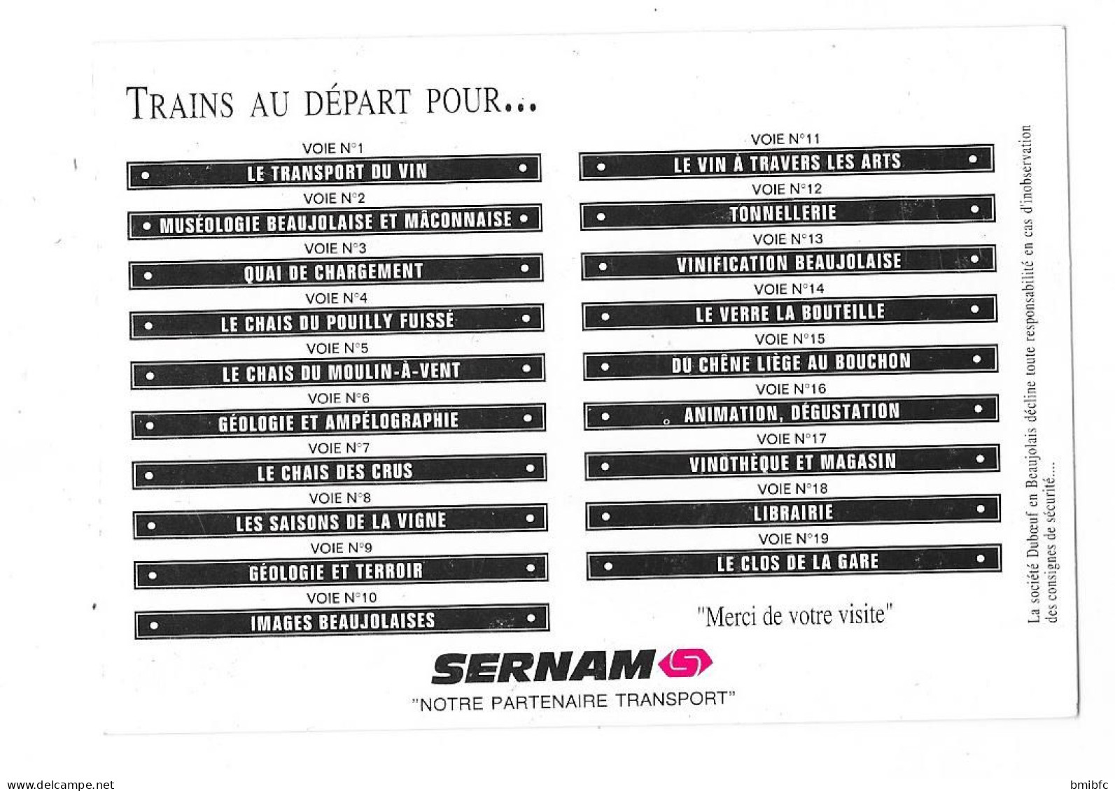 DUBŒUF Edn BEAUJOLAIS - Le Hameau Du Vin - La Gare - ROMANÈCHE-THORINS - Visitenkarten
