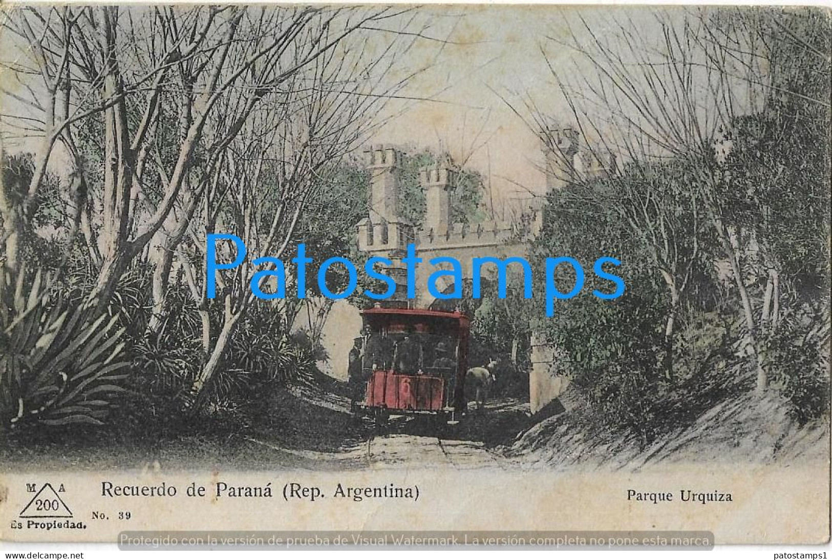 227218 ARGENTINA ENTRE RIOS PARANA PARQUE URQUIZA & TRAMWAY A HORSE TRANVIA SPOTTED CIRCULATED TO ITALY POSTCARD - Argentina