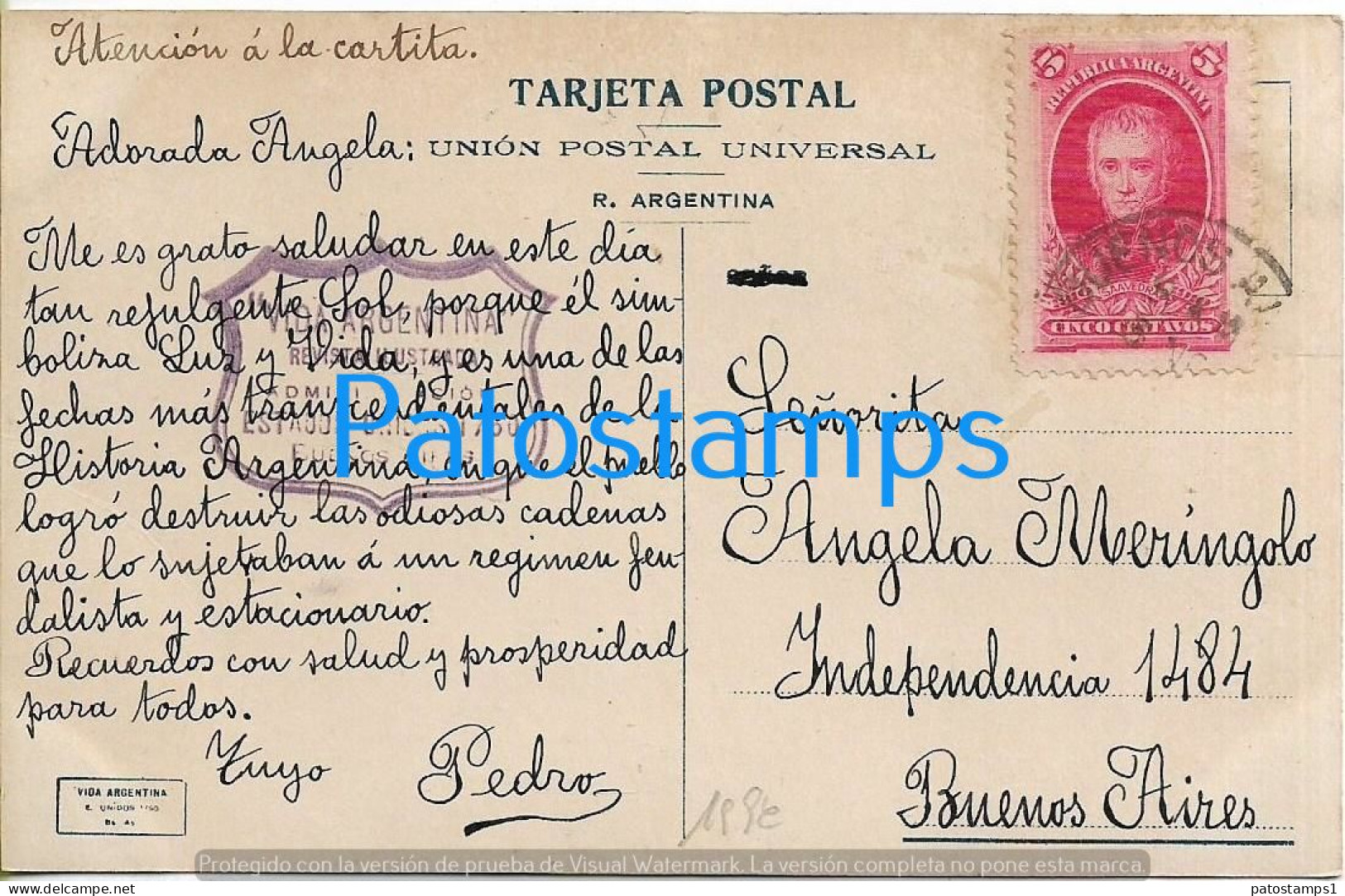 227219 ARGENTINA ART ARTE 1º CENTENARIO DE LA INDEPENDENCIA PATRIOTIC HERALDRY FLAG POSTCARD - Argentina