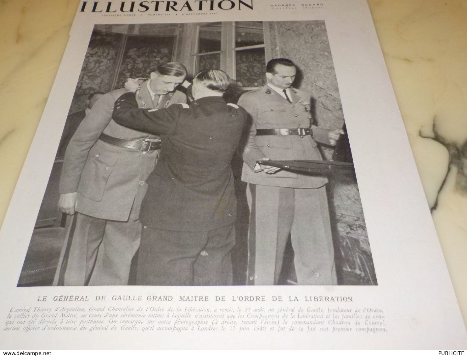 PHOTO GENERAL DE GAULE GRAND MAITRE DE LA LIBERATION 1947 - Non Classés