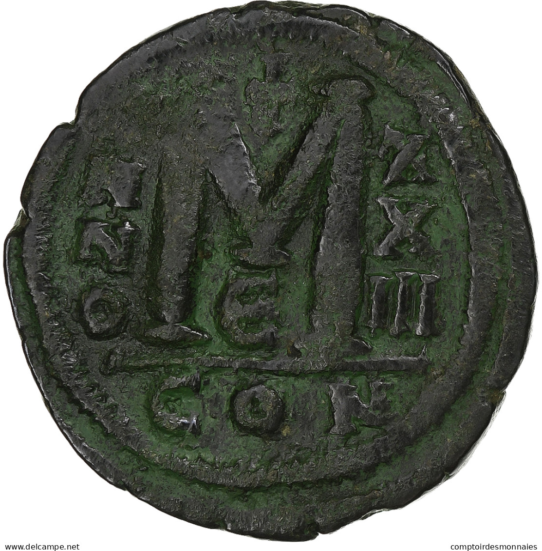 Justinien I, Follis, 527-565, Constantinople, Bronze, TTB - Byzantine