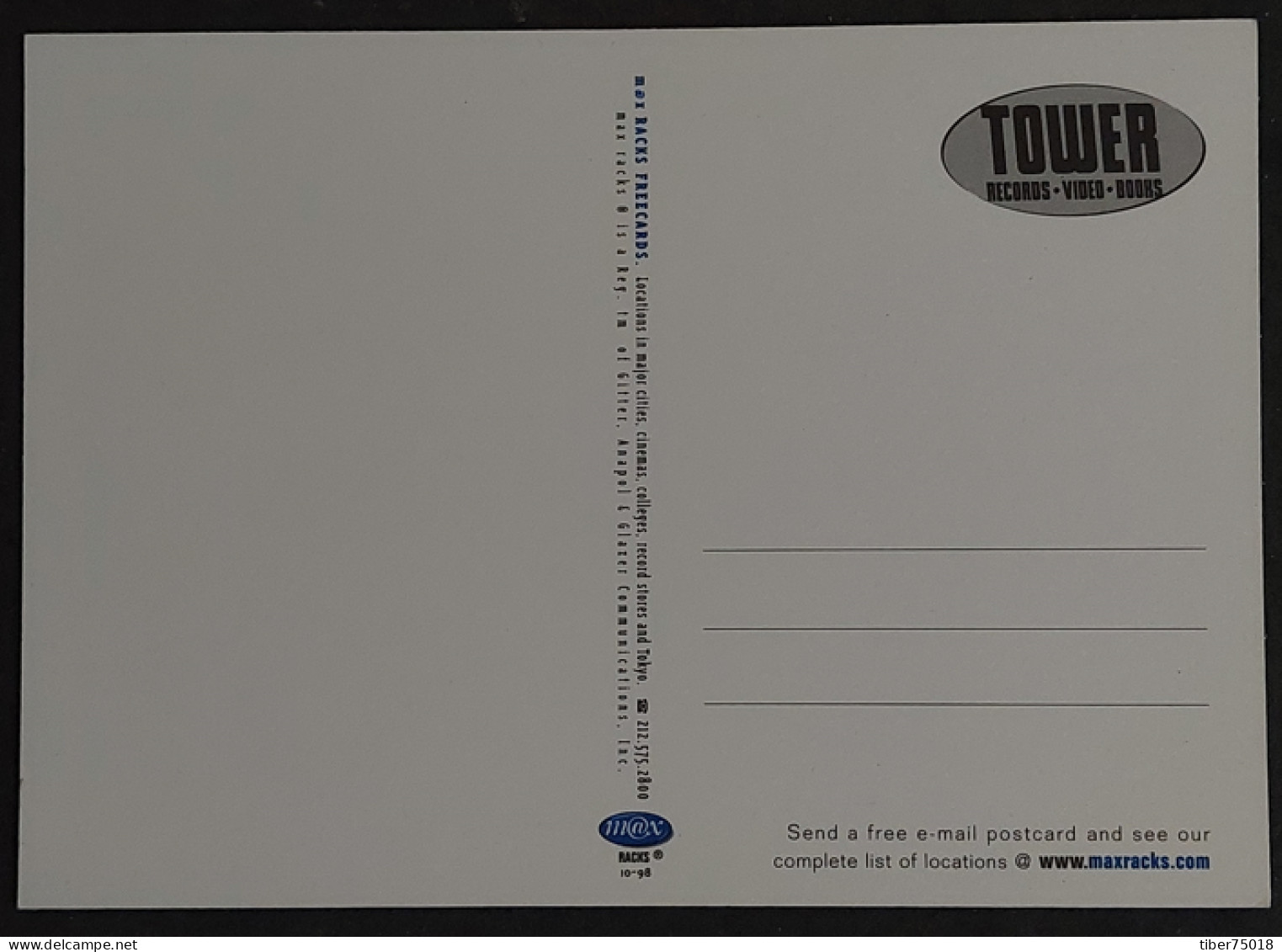 Carte Postale - Tower Records New York City - 15th Anniversary 1983 - 1998 - Advertising