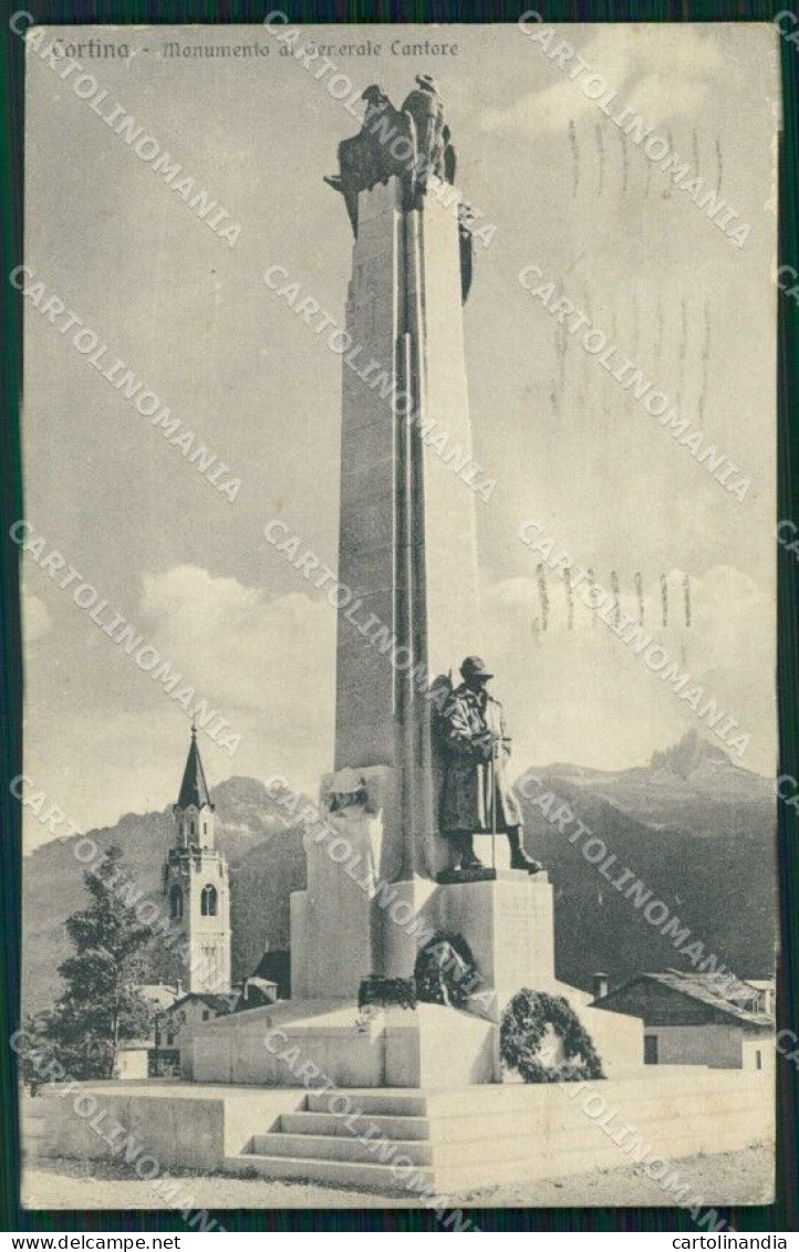 Belluno Cortina D'Ampezzo Monumento Generale Cantore Alpini Cartolina RB6564 - Belluno