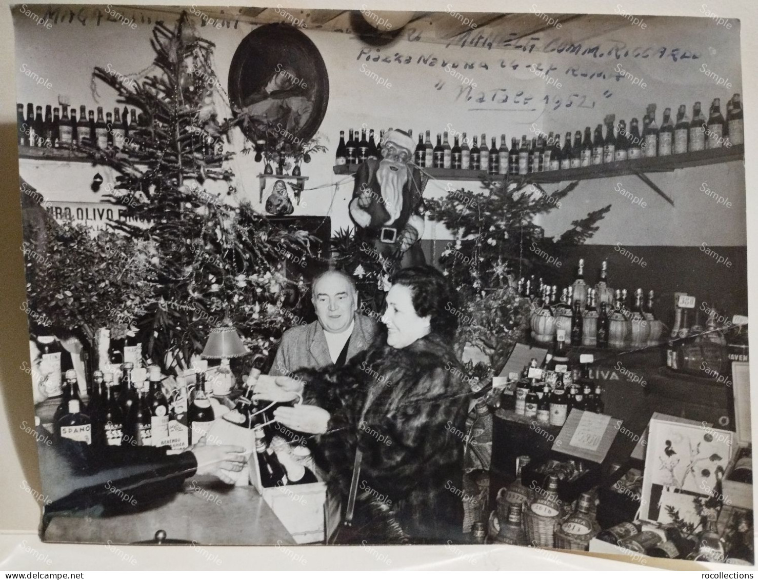 Italy Store Italia Roma Piazza Navona MAGAZZINO MANELFI Natale 1952 Vini Vermouth Olii Liquori Bosca Martini Cynar - Europe