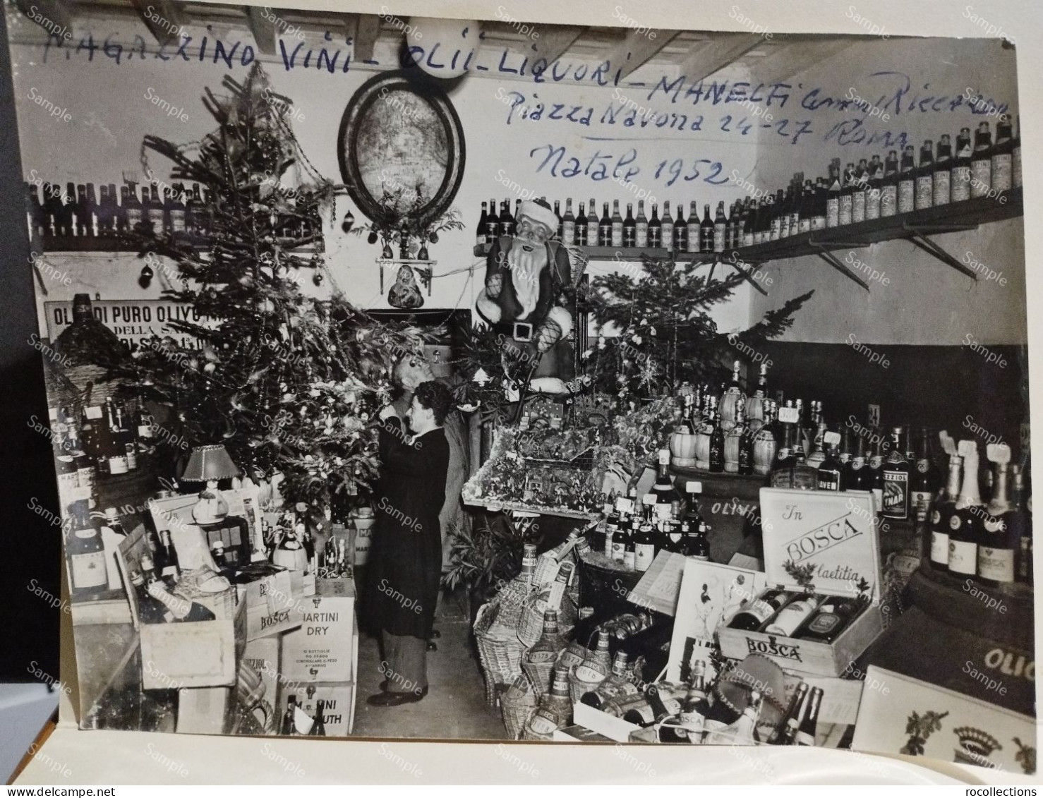 Italy Store Italia Roma Piazza Navona MAGAZZINO MANELFI Natale 1952 Vini Vermouth Olii Liquori Bosca Martini Cynar - Europe