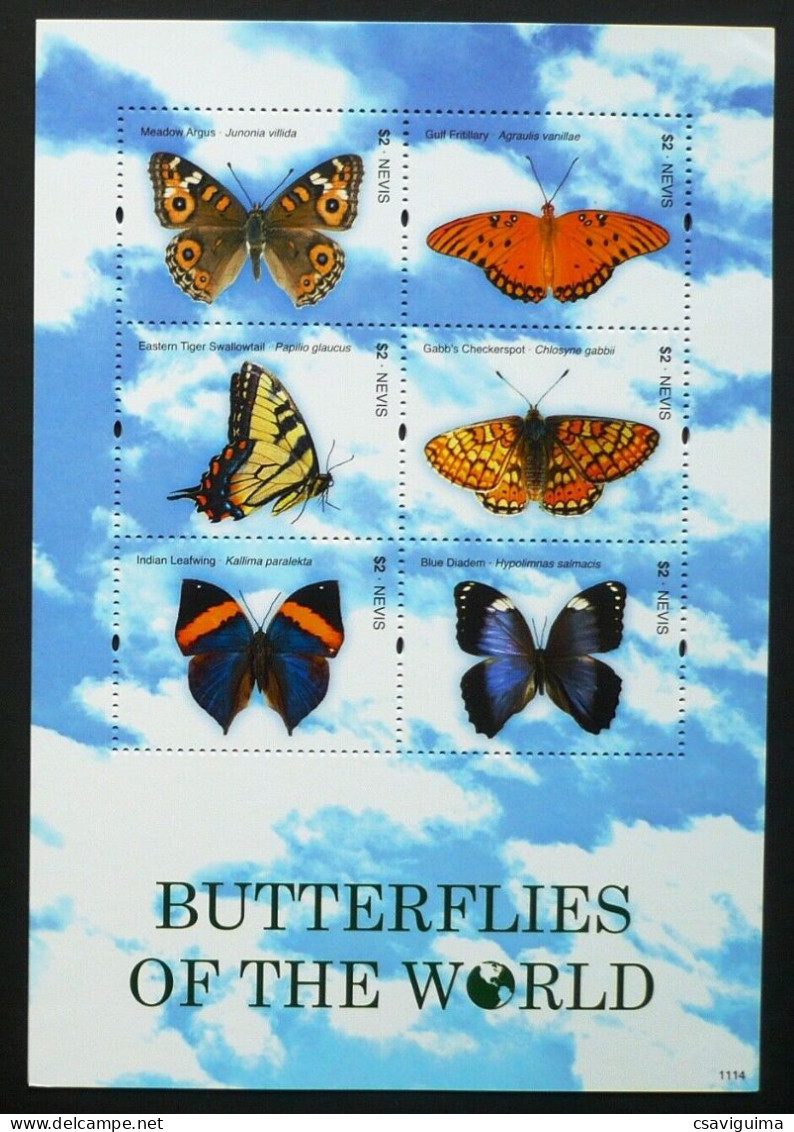 Nevis - 2011 - Butterflies Of The World - Yv 2235/40 - Papillons