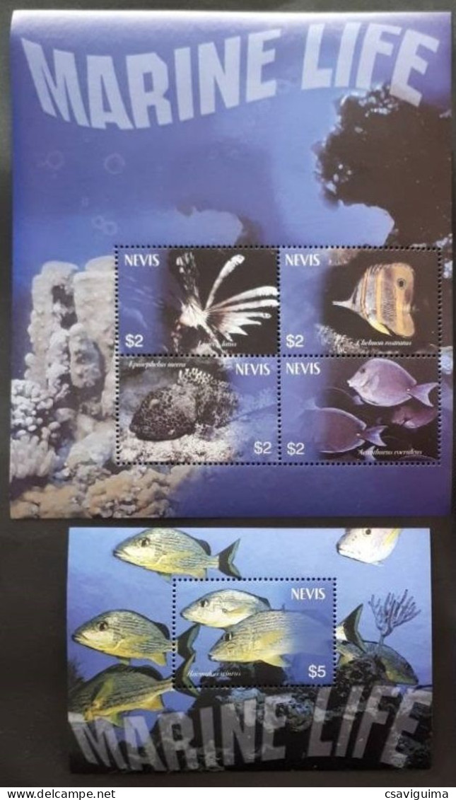 Nevis - 2003 - Fish - Yv 1713/16 + Bf 237 - Fische