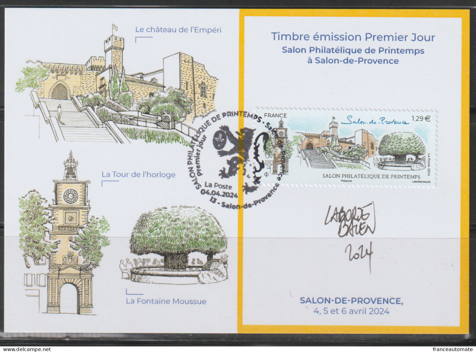 Carte Souvenir Avec Le Timbre En Vente Anticipé à Salon De Provence, Le 4 Avril 2024, Au Salon Philatélique De Printemps - 2020-…