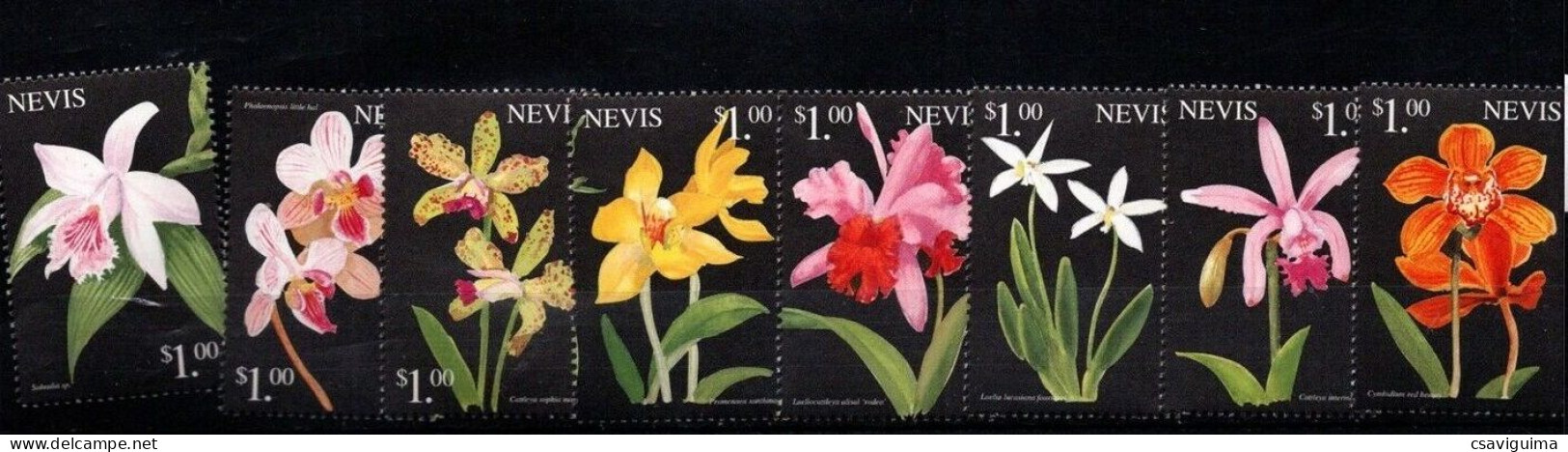 Nevis - 1999 - Flowers: Orchids - Yv 1283/90 (from Sheet) - Orchideen