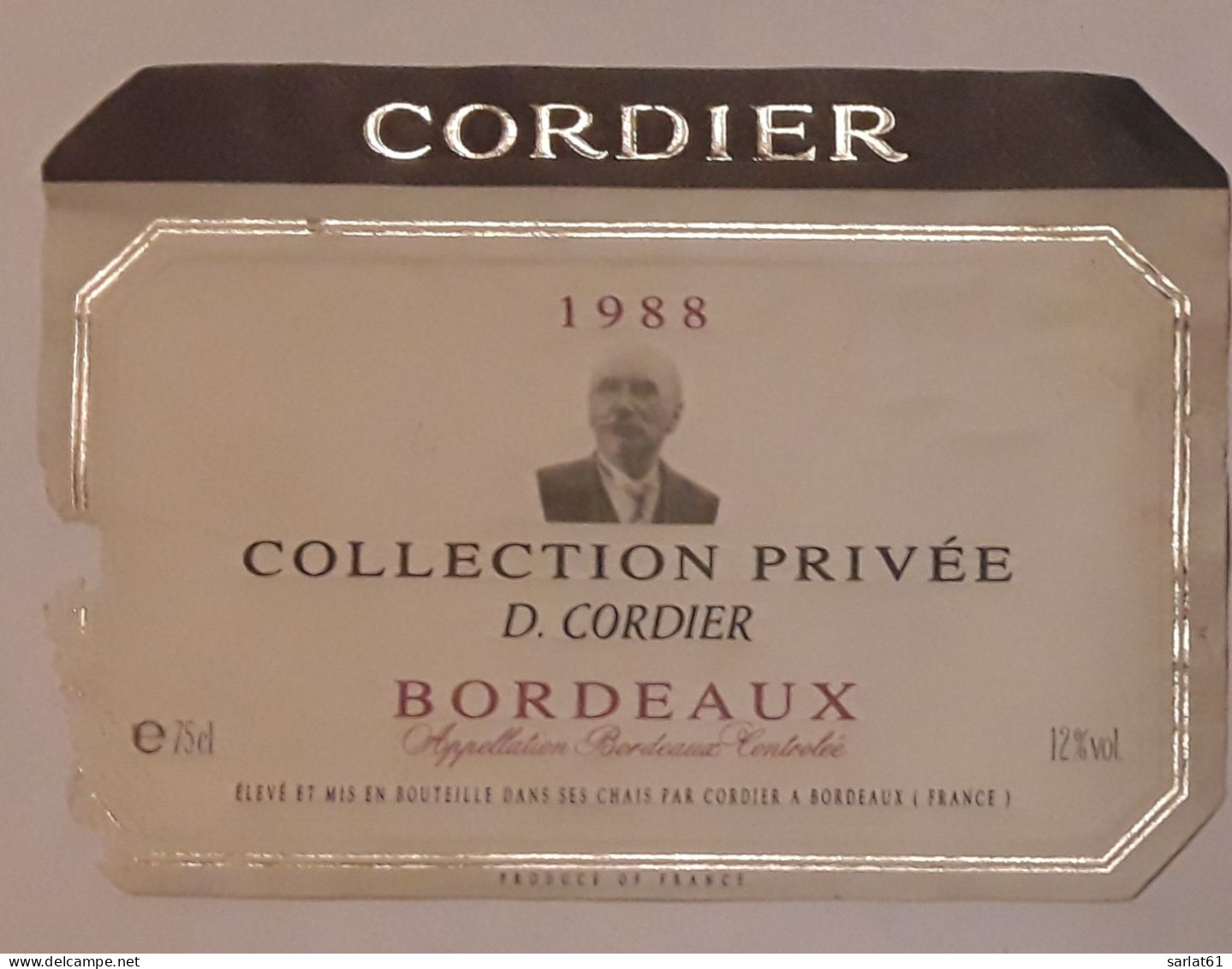 Étiquette Cordier 1988 - Bordeaux